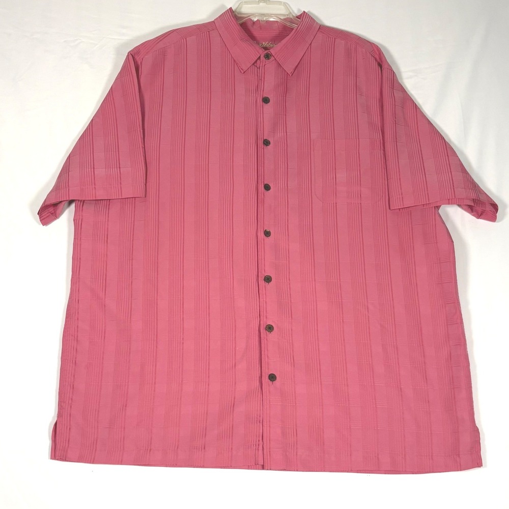 Caribbean Modal Blend Shirt 3XT Pink Button Up Short Sleeve Resort Camp